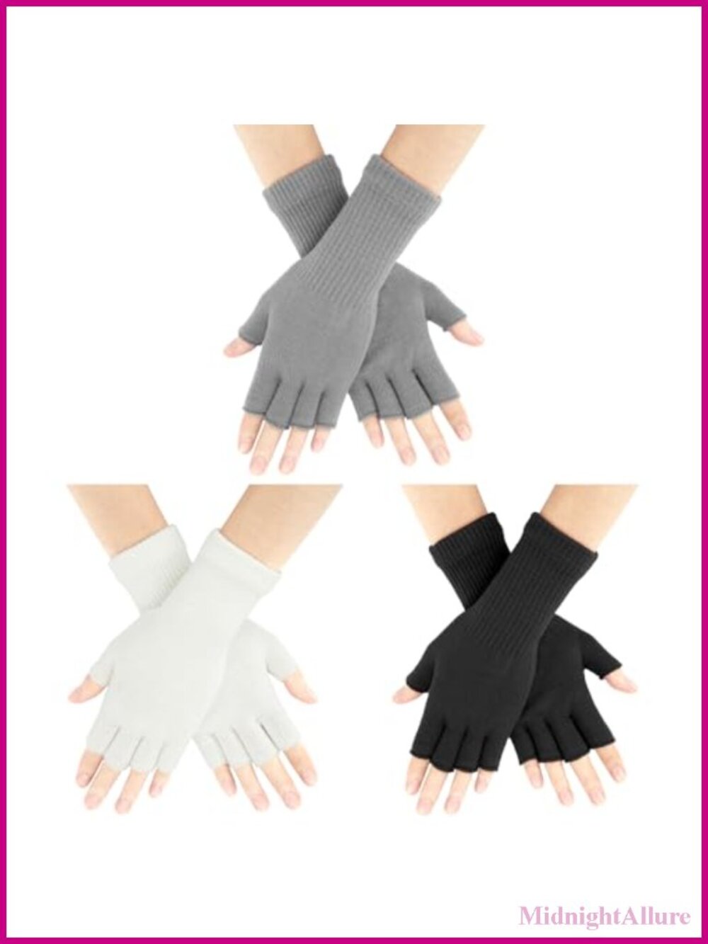 Fingerless Gloves Women Half Finger Stretchy Knit Winter Mittens Unisex